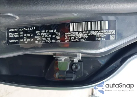 2019 Fiat 500X Trekking Awd из США, поврежденный, VIN ZFBNFYB10KP778207